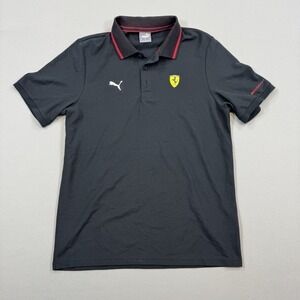 Puma Scuderia Ferrari Race Polo Shirt Men's Medium Black Regular Fit‎ Collared